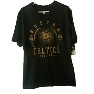 NBA Boston Celtics men's t-shirt black and gold NWT Sz L